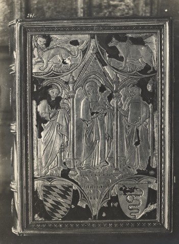 Riehn & Tietze — Anonimo lombardo - sec. XIV - Madonna con Bambino e santi; Simboli degli Evangelisti — insieme, fronte